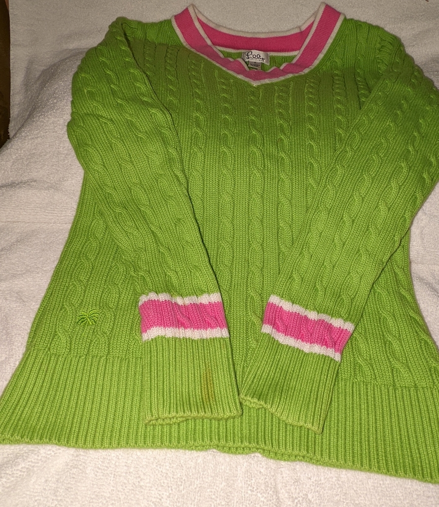 Lilly Pulitzer green cableknit sweater.Size S